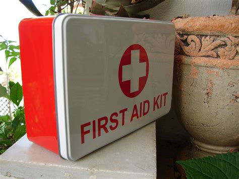 antique first aid kit metal box near me|metal first aid box empty.